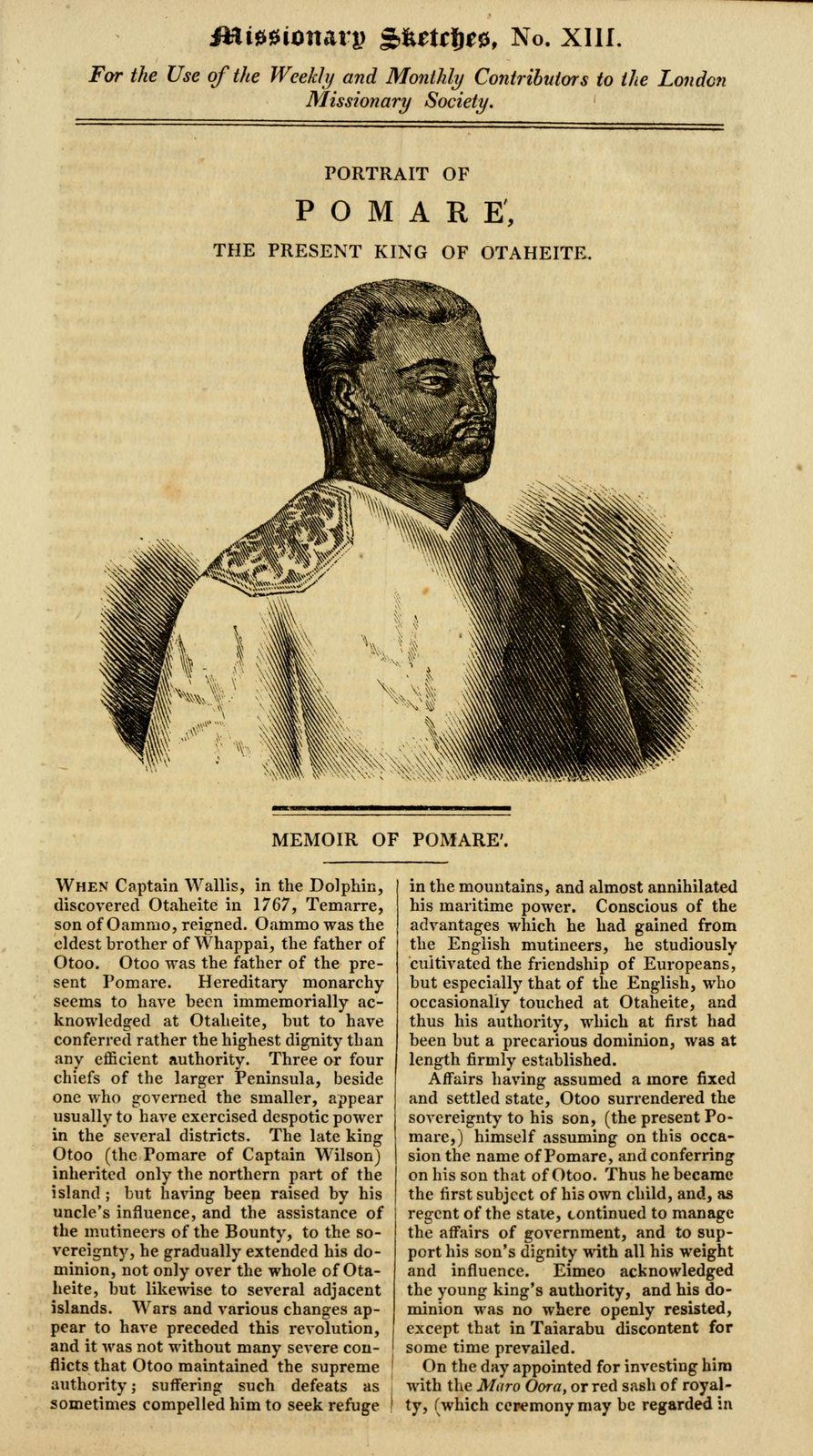 The printed cover of a missionary magazine with an engraved portrait of a bearded man above two columns of text.