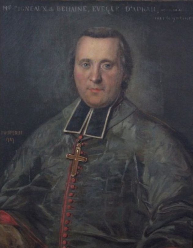A painted portrait of a cleric in a dark robe with a pectoral cross.