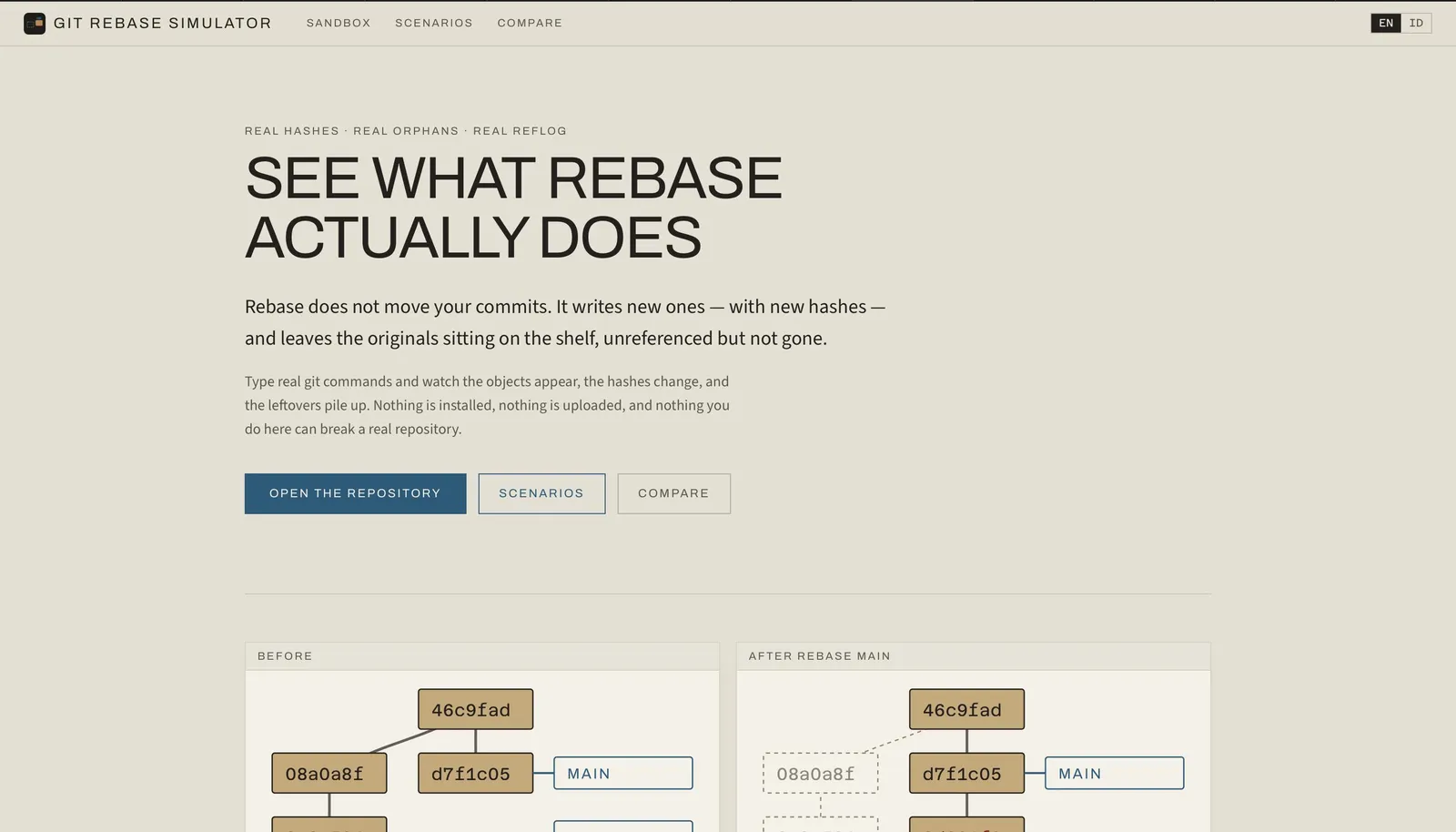 Git Rebase Simulator